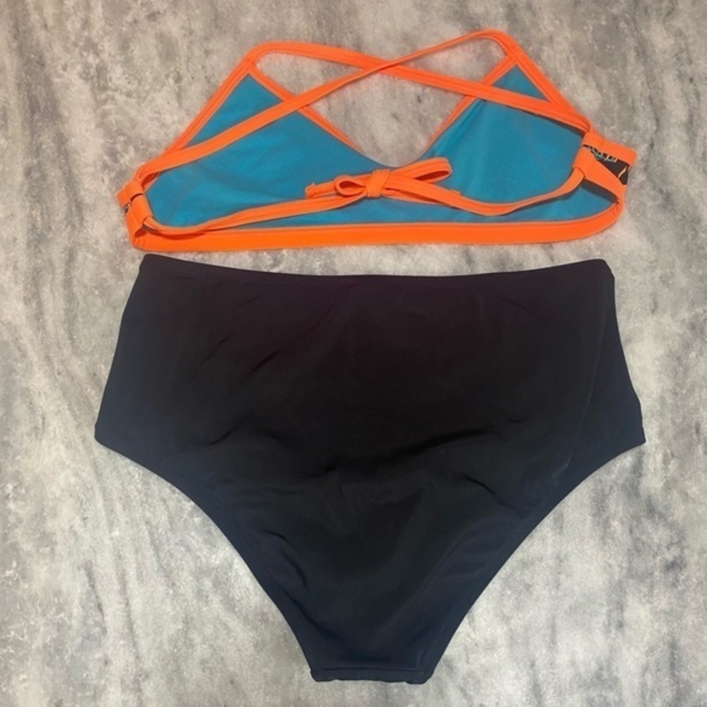 Multi Color Bikini Top and Black Bottom 2 piece SKU200 - Picture 2 of 10